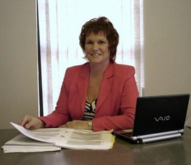 Sharon at desk