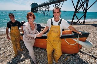 Sharon Bowles MEP with fishermen in Selsey, West Sussex - courtesy of John Periam, Fishing News (John Periam, Fishing News)